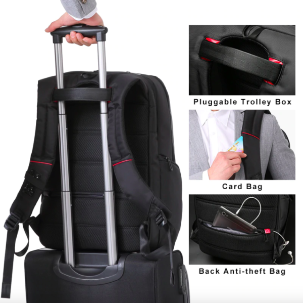 laptop-rucksack-schwarz aptop Rucksack mit USB Ladeanschluss Wasserdicht Business Taschen Rucksäcke für Herren Damen