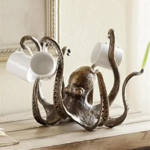 Handgefertigte Octopus Statue aus Harz – Kreative Skulptur als Kaffeetassen- und Schmuckhalter für Zuhause